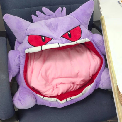Cute Gengar Style Headgear Doll Sleep Pillow Integrated Dual Purpose Small Quilt Portable Sleeping Blanket Decor For Hobby Enthu