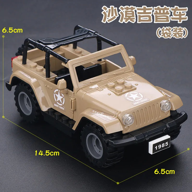 World War II TBS Commandos Military Hammer Armored Vehicle Building Block Kit Military Soldiers Transport Chariot Model Toy Gift