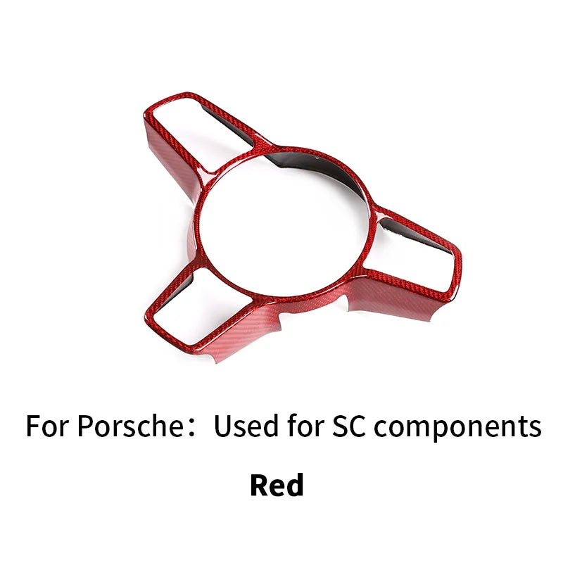 For Porsche Panamera Cayenne Macan 911 718 918 2014-2024 Real Carbon Fiber Car Steering Wheel Decorative Frame  Auto Accessories