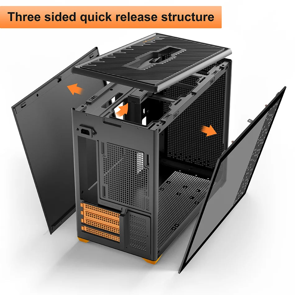 Power Train P80 Desktop MATX Case Glass Side Transparency Handheld Quick Release Desktop Computer Support 240 water cooling