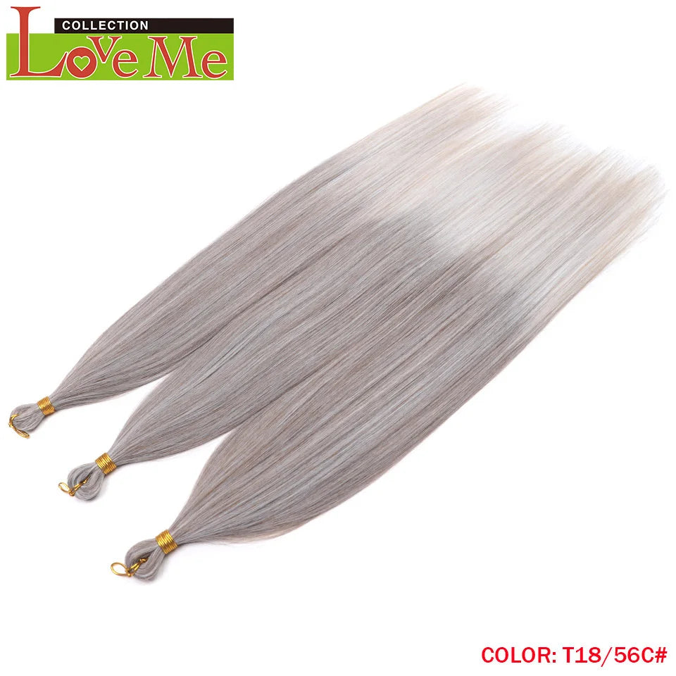 LOVE ME 28 inches 300g/3pcs Straight Hair Bundles Crochet Hair Synthetic Braiding Hair Ombre Rainbow Braids Hair Extensions