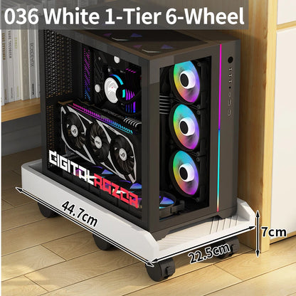 Adjustable Height Mobile CPU Stand Printer Shelf With Wheels Strong Load Capacity For Desktop Computer Tower Printer Office Use