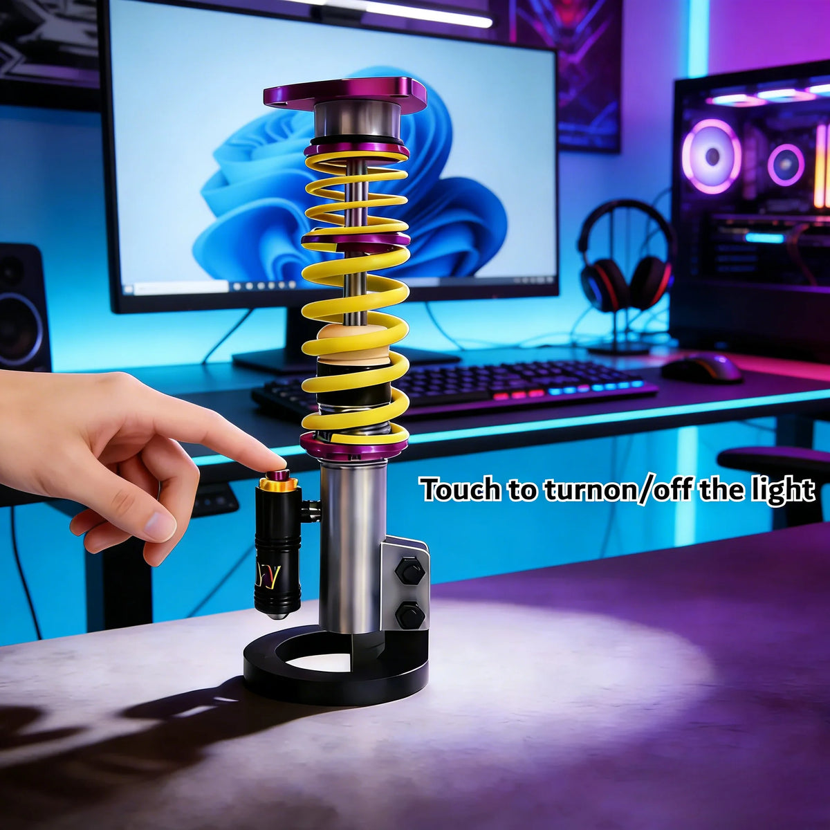 Modified Coilovers Spring Shock Lamp, Industrial KW Suspension Light, Gaming Room Cool Atmosphere Lamp, Boy Gift