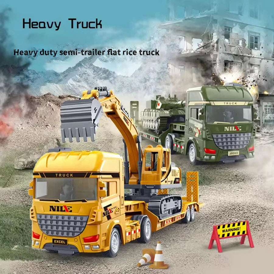 1pcs Scale-Carrier Container Engineering Set Vehicle Excavator Transport Truck Model Inertial Car Education Toys Gift for Childr
