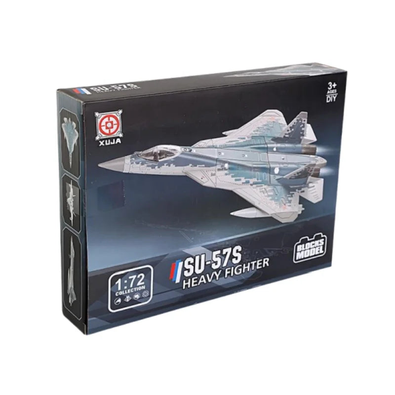 1:72 Russian SU-57S Heavy Fighter Model Creative Military Series Building Blocks Home Decor Assembled Toys For Boys Xmas Gifts