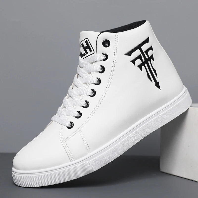 1 Pair of High-Top Men's Board Shoes, Thick Soles for Wear Resistance, Anti-Slip and Easy to Wear, Available in Large Sizes, Ver