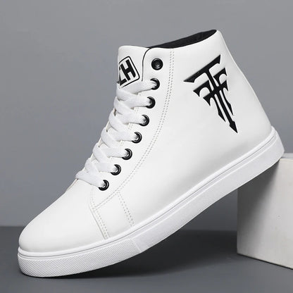 1 Pair of High-Top Men's Board Shoes, Thick Soles for Wear Resistance, Anti-Slip and Easy to Wear, Available in Large Sizes, Ver