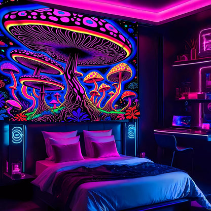 VIKAMA Psychedelic Mushroom Tapestry Art Decor Ambient Party Dorm Backdrop Living Room Feature Wall Room Decoration