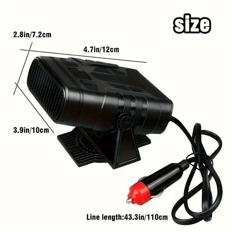 12V 24V Car Heater Fan With Adjustable Angle, Warm And Cool Air Modes, Windshield Defogger And Defroster For Cars And Trucks