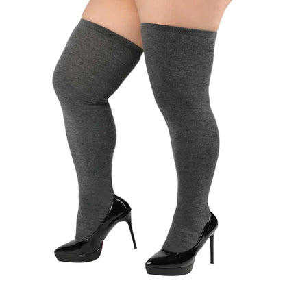 2026new Large Plus Size Thigh High Stockings White Black Over Knee Long Socks for Oversized Woman Thick Leg Warmer Autumn Winter