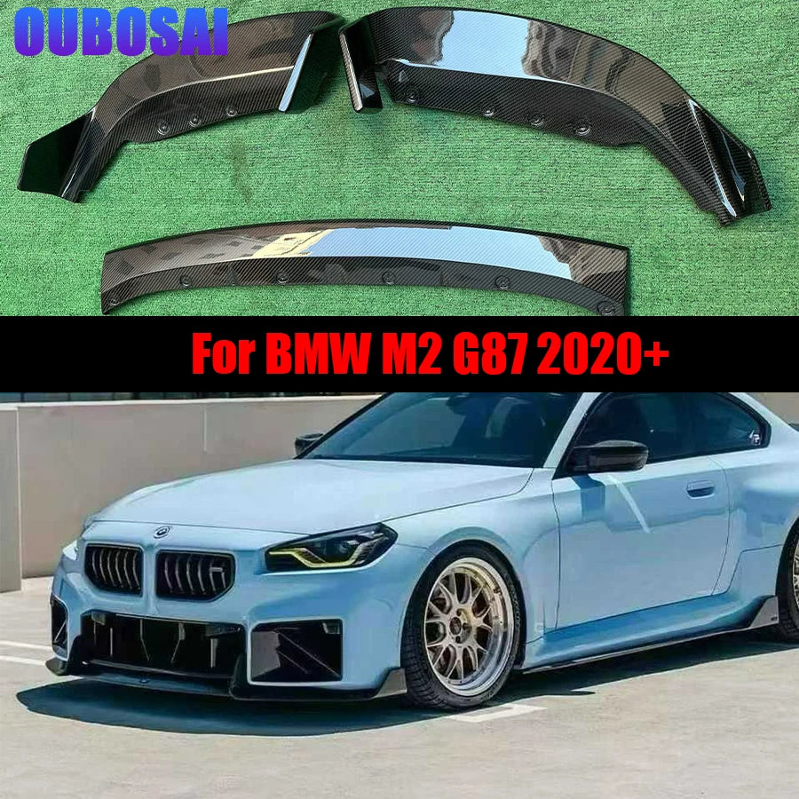 For BMW M2 G87 2022+ Carbon Fiber Car Front Bumper Diverter Spoiler Diffuser Front lip chin Shunt AD Style upgraded Car body kit