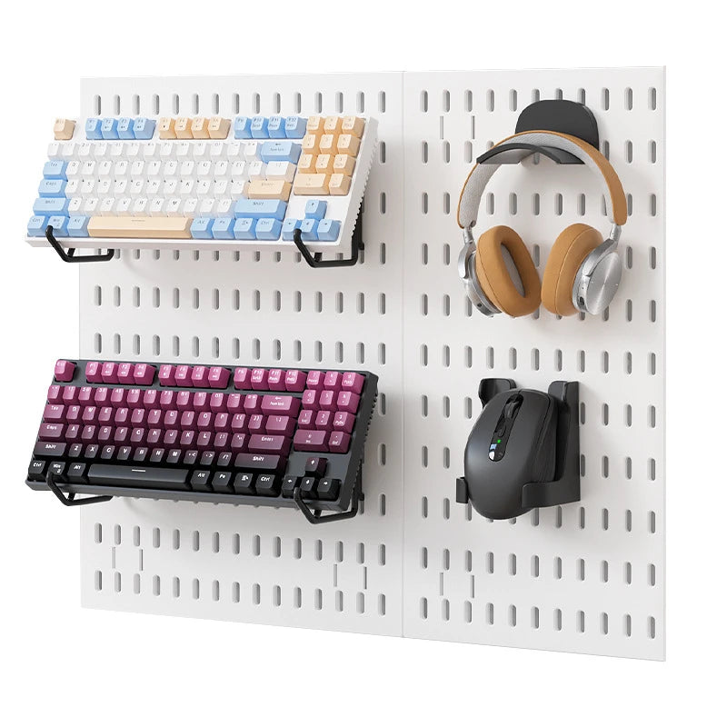 Gaming Pegboard Wall Organizer Set Display Shelf Keyboard Holder Headphone Hanger Controller Stand Storage Panel Gamer Gift