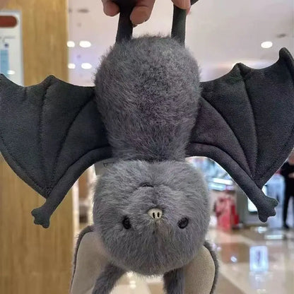 22cm Grey Bat Plush Toy Soft Stuffed Animal Gothic Funny Bat Plushies for Car Interior Home Halloween Party Decoration Gift