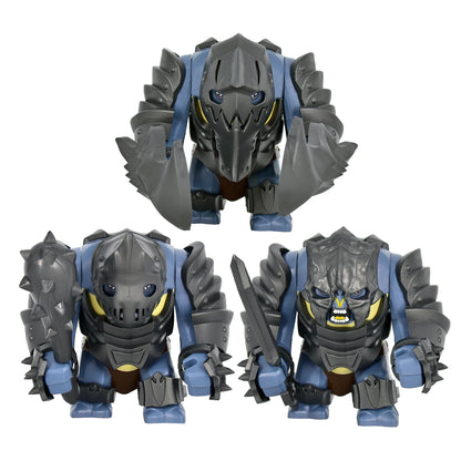 Medieval Cave Troll Building Blocks Weathered Rust Armor Rich Accessories Large Posable Brick Figure Fantasy Collectible Toy