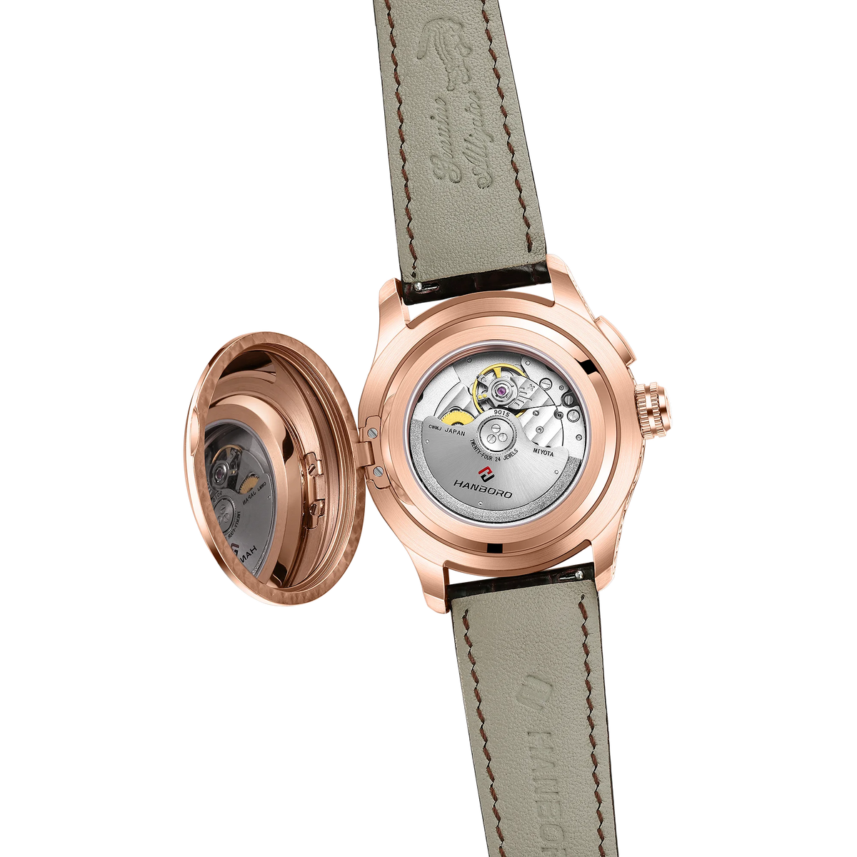 HANBORO Mechanical Alarm Watch Men Automatic Ping Bell Hourly Chime Luxury 100M Waterproof Sapphire Steel Business Unique