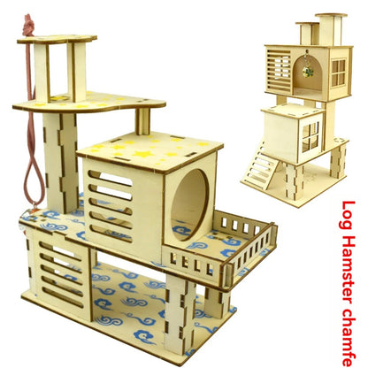 Hamster chamfer minipet toy tree nest ladder fence springboard platform building basic cage Villa