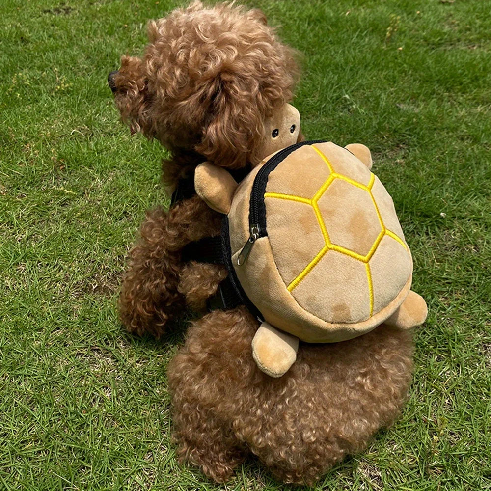 Turtle-Shaped Dog Backpack - Large Capacity Pet Carrier Bag for Small Dogs, Soft & Portable Puppy School Bag with Adjustable