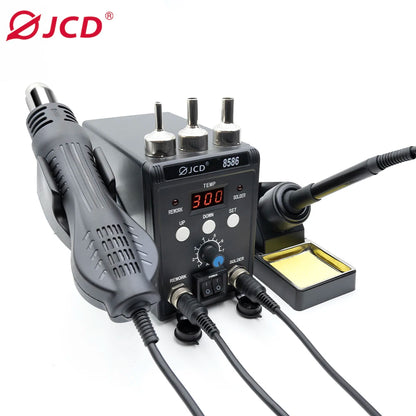 JCD 2 in 1 Digital Soldering Station Hot Air Gun Solder Iron SMD BGA Rework Desoldering Welding Repair Tools 760W 220V 110V 8586
