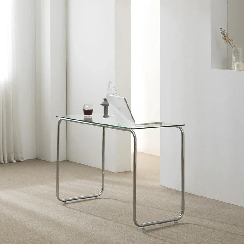 #Computer Desk, Glass Desk, Writing Desk, Living Room, Home Minimalist Makeup Desk