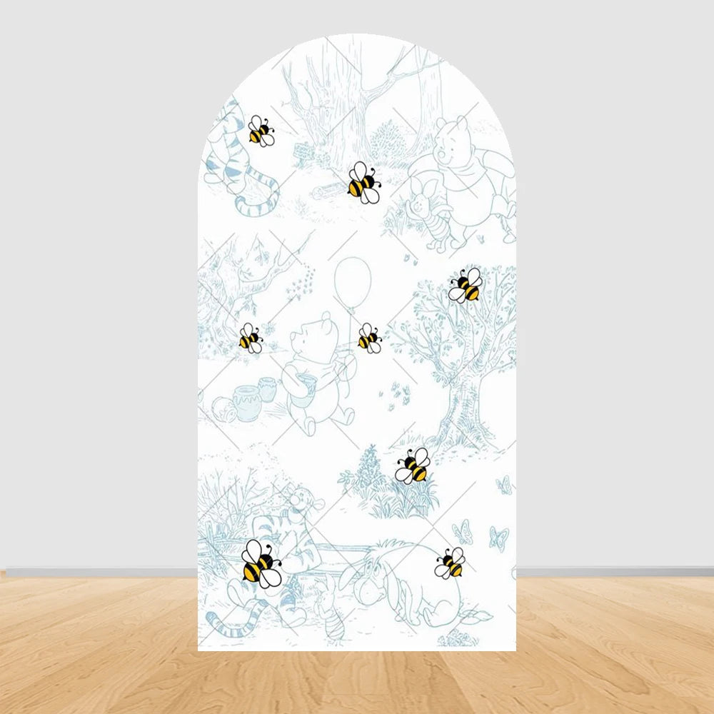 Winnie The Pooh Arch Backdrop Cover Elastic Fabric Newborn Baby Birthday Party Supplies Birthday Party Photo Studio Decoration