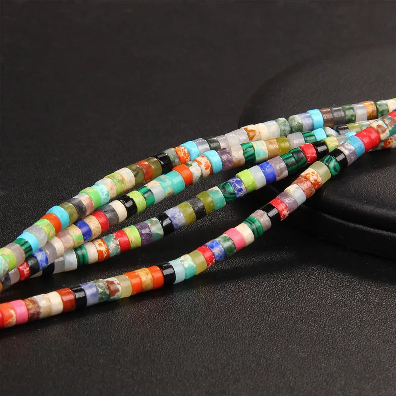 New Fashion Flat Disc Round Stone Bead 4x2MM Quartzs Imperial Agat Jaspers Loose Spacer Heishi Beads Jewelry Diy Accessories