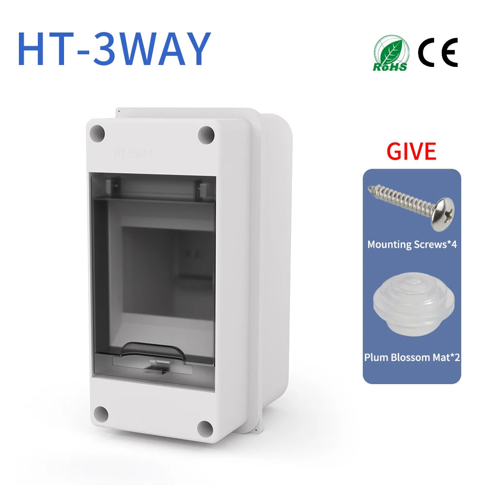 Distribution Box HT Series Junction Box 2/3 Way PC Plastic Outdoor Electrical IP65 Waterproof Fuse Boxes with Terminal DIN Rail