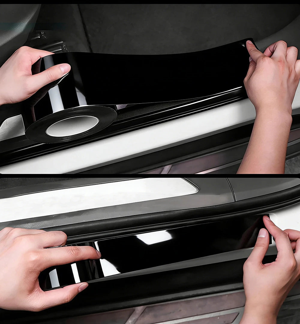 3/5/7/10cm*3/5/7/10m Glossy Black Car Sticker Paste Protective Strips Auto Door Sill Side Anti-Scratch Tape Car Accessories