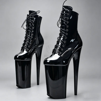 10" Heel And 6 3/4"(26CM) Platform Extreme High Heels Pole Dancing Lace Up Ankle Boots In Stock