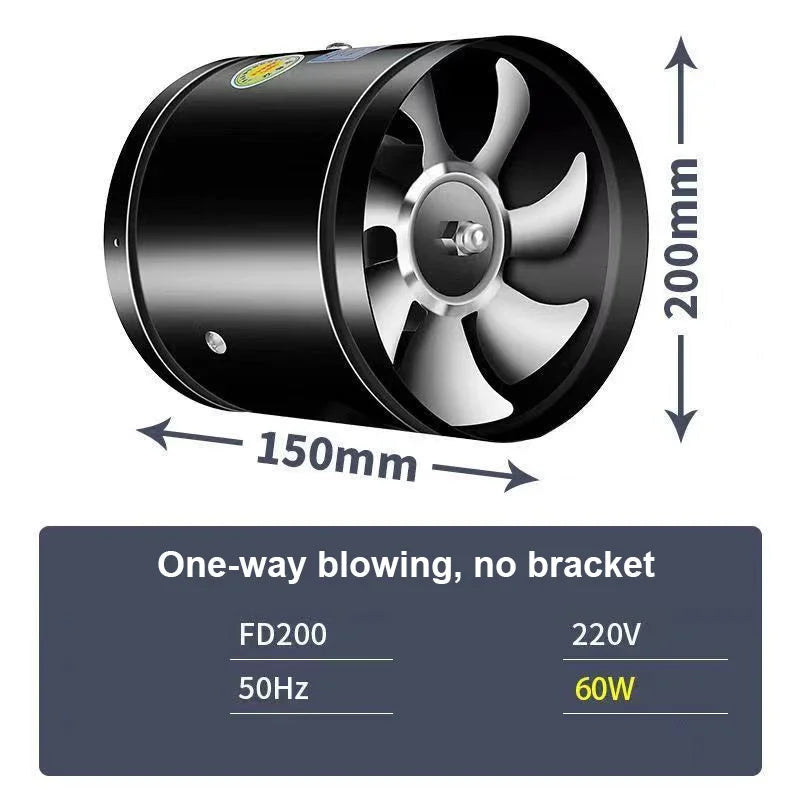 4''6''8''  Pipe Exhaust Fan Air Ventilator Metal Pipe Ventilation Exhaust Fan Mini Extractor Bathroom Toilet Wall Fan Duct Fan