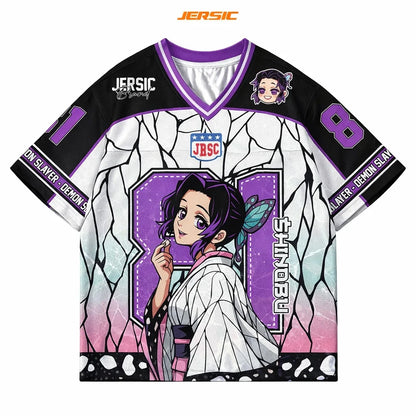 New 2026 "Devil Killer Shinobu Kocho V-neck Children/Adult Quick Drying T-shirt, Suitable for Daily and Training Wear