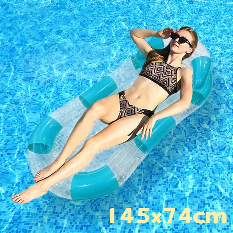Foldable Inflatable Floating Pillow Water Hammock Float Lounger Pool Chair Drifter Swim Air Exercise Saddle Recliner Bed Mattre