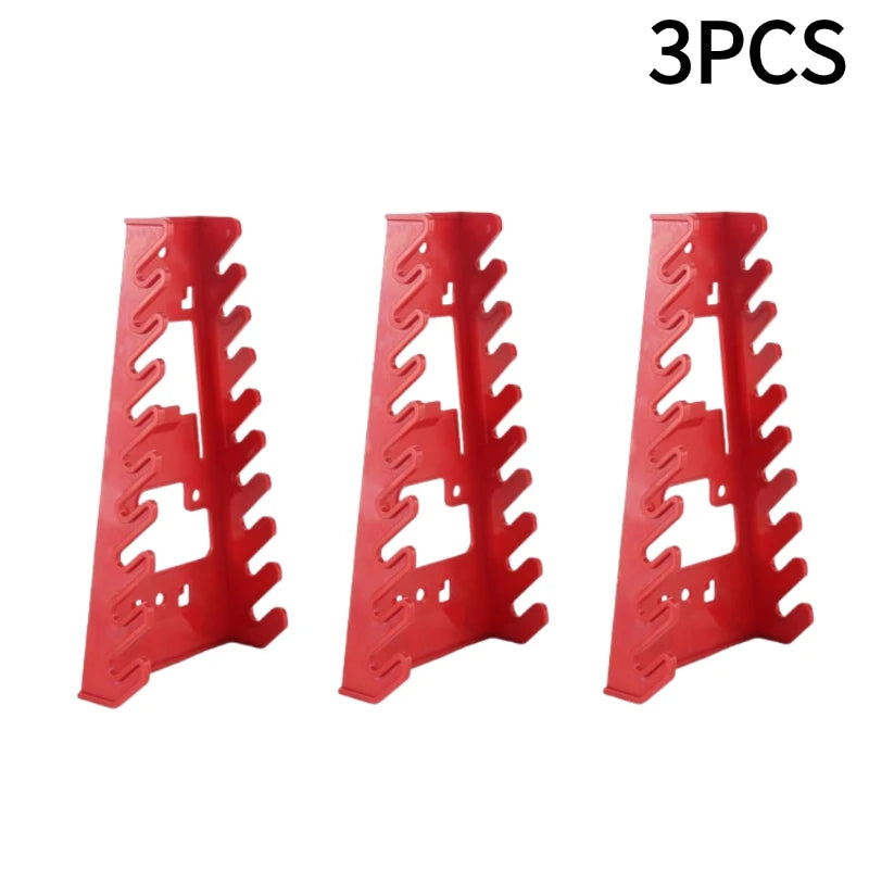 Red Wrench Organizer Plastic Wrench Rack Wall Mounted Tray Sockets Storage Tools Rack Sorter Standard Spanner Holders 1-5pcs