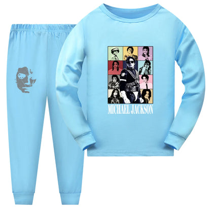 International celebrity children's short sleeved shorts and long sleeved Boy Girl Michael Jackson pajamas set