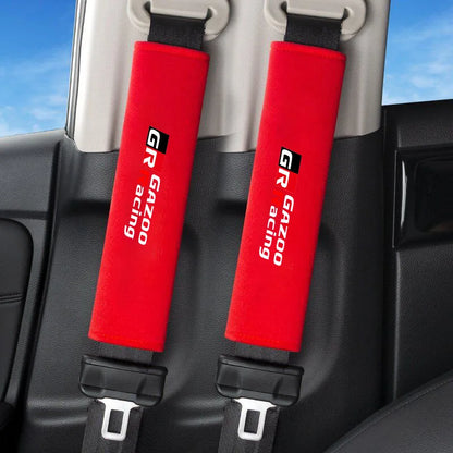 2Pcs Car Seat Belt Cover Suede Fluff Breathable Protection Pad For GR Sport Gazoo Racing RAV4 C-HR RZ Yaris Mark x Prado