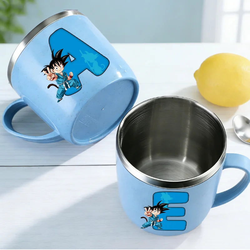 Dragons Ball 304 Stainless Steel Mouth Cup Goku Anime Kawaii Letter A-Z Coffee Milk Water Mug  Anti-scalding Camping Cups Gift