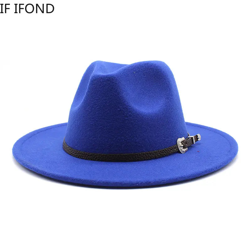 British Style Felt Jazz Fedora Hat 59-61CM Size Panama Trilby Hats for Women Men Gentleman Wedding Party Hat