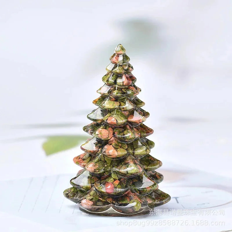 Christmas Tree Mini Resin Ornament, Glitter Artificial Tabletop Decor, Fake Pine Table Centerpiece, Holiday Party Desktop Gift