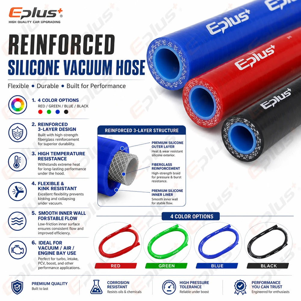 1 Meter Universal 4 Layers Silicone Tubing Flexible Hose Multi-Purpose Repair Water Air Line Red Blue Green Black