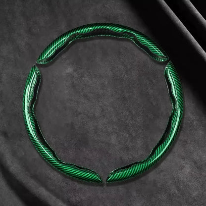 2/3PCS Laser Carbon Fiber Silicone Car Steering Wheel Cover 1K Micro Fiber Leather PVC Wheel Booster Cover Non-Slip Universal