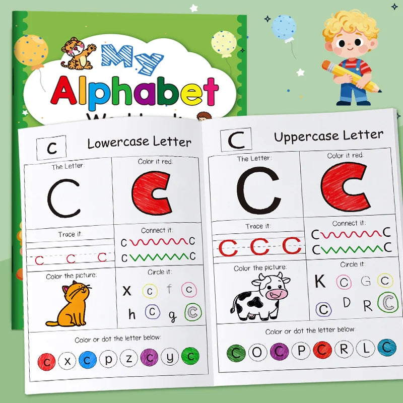 Activity Portable and Durable English 48 Pages Alphabet Connection Creative Drawing Preschool ABC Coloring Workbook Writing Book