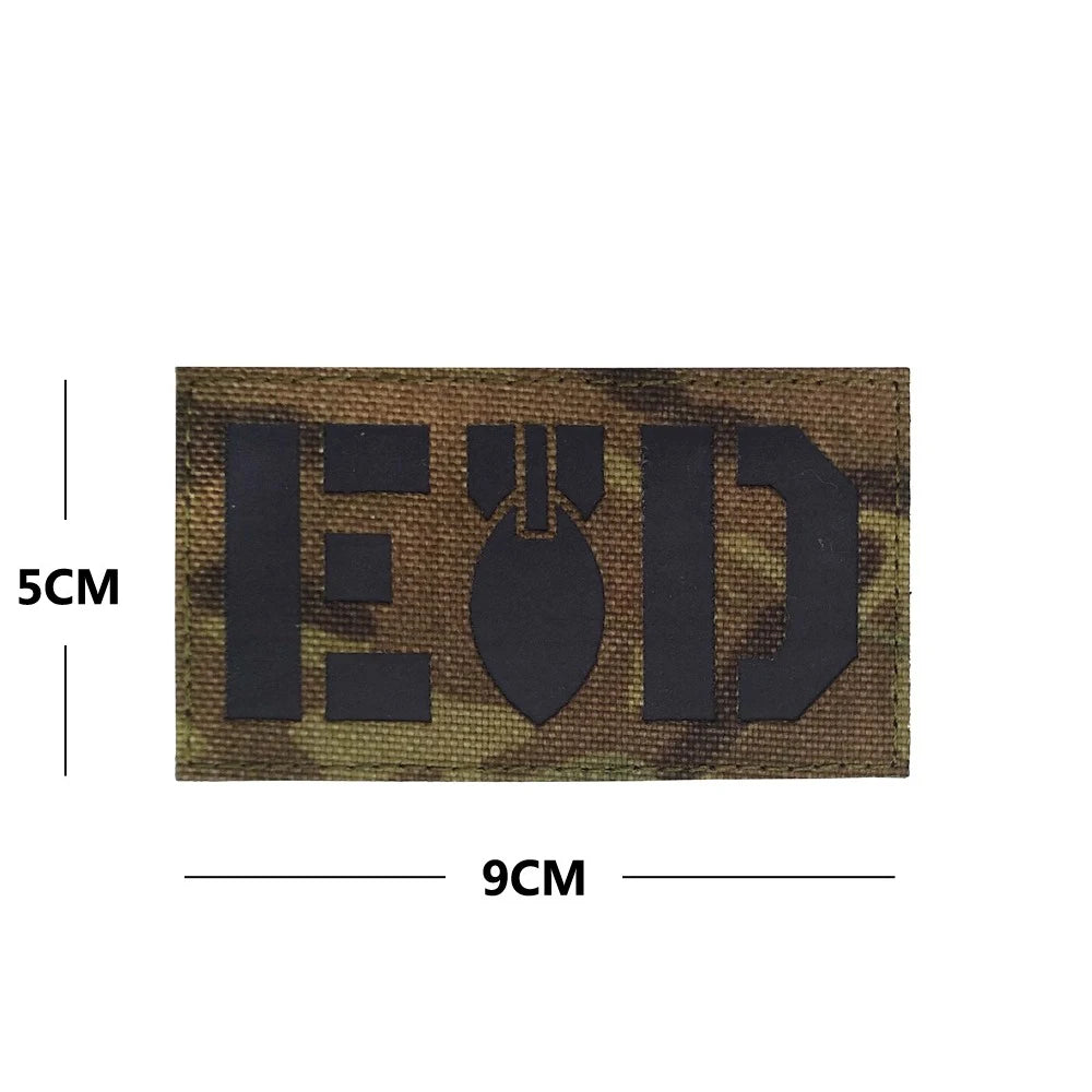 Outdoor Bag Accessories EOD English Pattern Embroidery + Reflective PVC Armband Morale Backpack Hook and Loop Patch