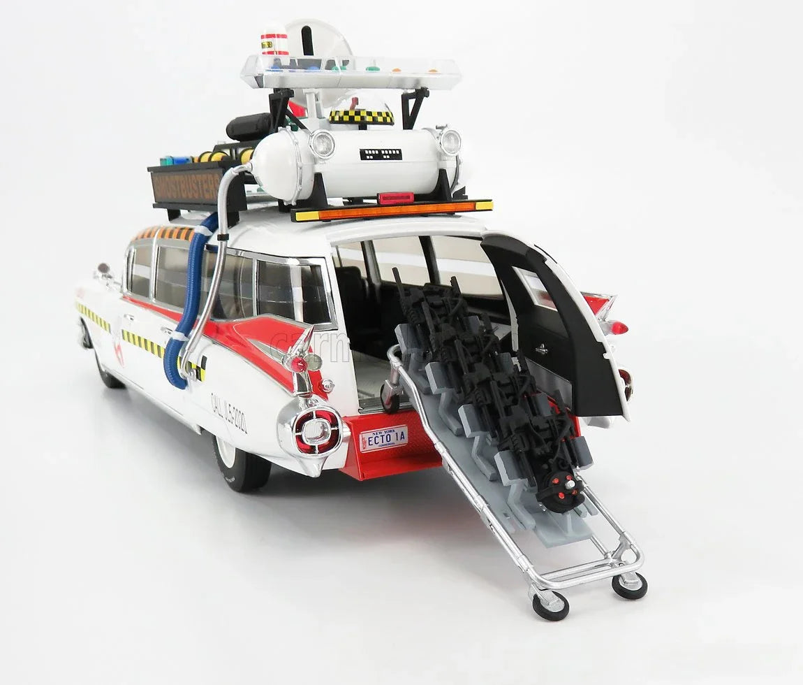 1:18 Ghostbusters ECTO-1A Ghost Car Fine Alloy die-cast miniature simulation car model, adult decoration, boy toys, adult gift