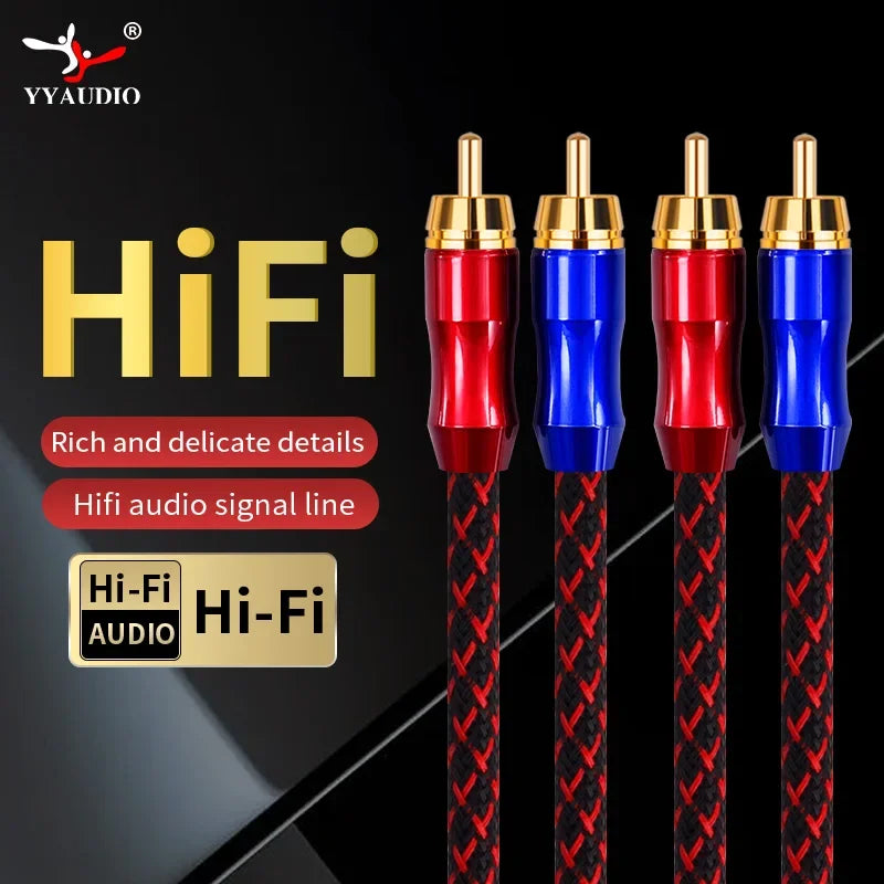 YYAUDIO HIFI Stereo Pair RCA Cable High-performance Premium Hi-Fi Audio 2rca to 2rca Interconnect Cable