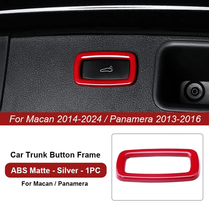 Car Trunk Switch Button Trim Frame Sticker For Porsche Cayenne Macan Panamera 2013 2014-2016 2018 2019 2020 2021 2022 2023 2024