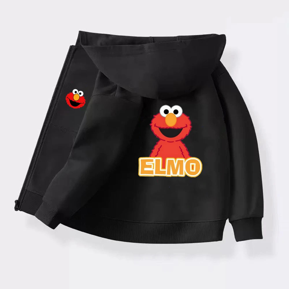 Elmo SESAME STREET Zipper Style Hoodies Boys Coat Children Girls Pink Age 3-12 Leisure Kids Sweatshirts Festival Gifts