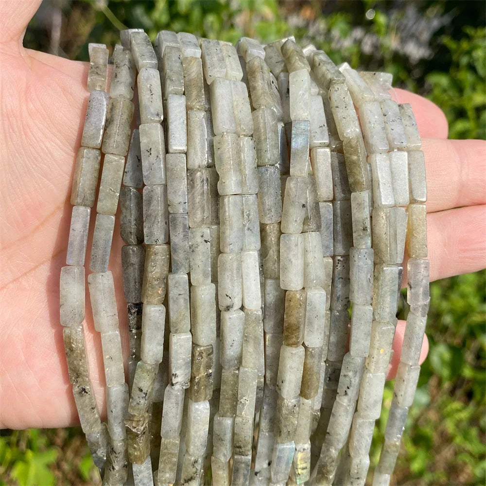4x13mm Natural Stone Tube Rectangle Sea Sediment Lapis Lazuli Opal Amethysts Quartz Beads for Jewelry Making DIY Bracelet