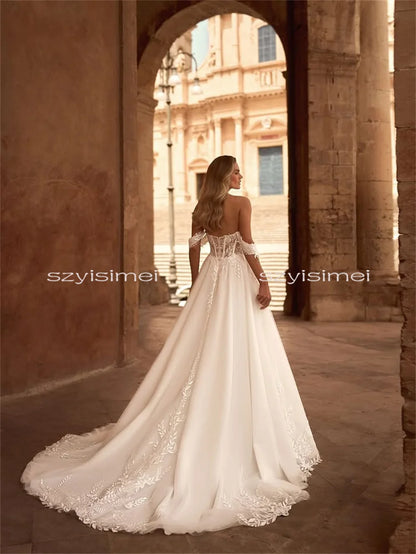 Off Shoulder Wedding Dress A-Line Evening Dresses Customizable Vestido De Novia سعيد شارون فساتين سهر