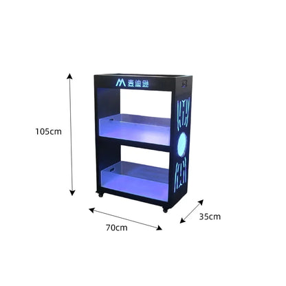 Mobile Stainless Steel LED Champagne Wine Rack Bar Lighting Import Liquor Display Cabinet Pub Liquor Display Cabinet