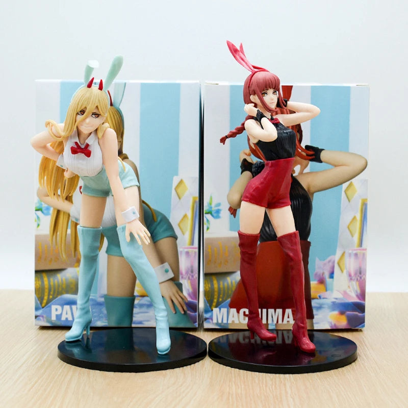 Chainsaw Man Power Bunny Girl Anime Figure Makima Action Figure Hayakawa Aki/Higashiyama Kobeni/Denji/Reze Figure Model Doll Toy