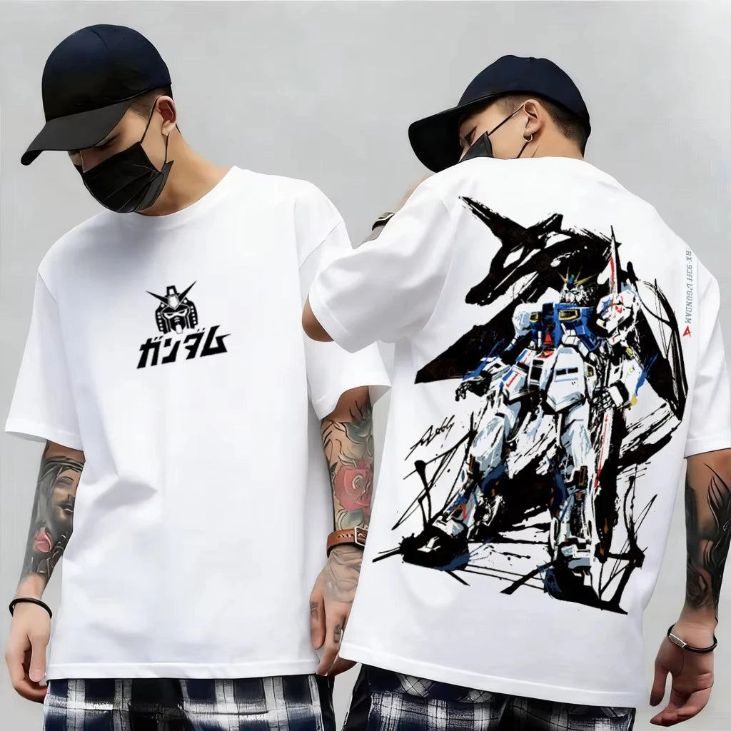 2026 New Japanese Anime Mech Series "Mobile Suit Gundam Summer Short sleeved Printed T-shirt for Men and Women"